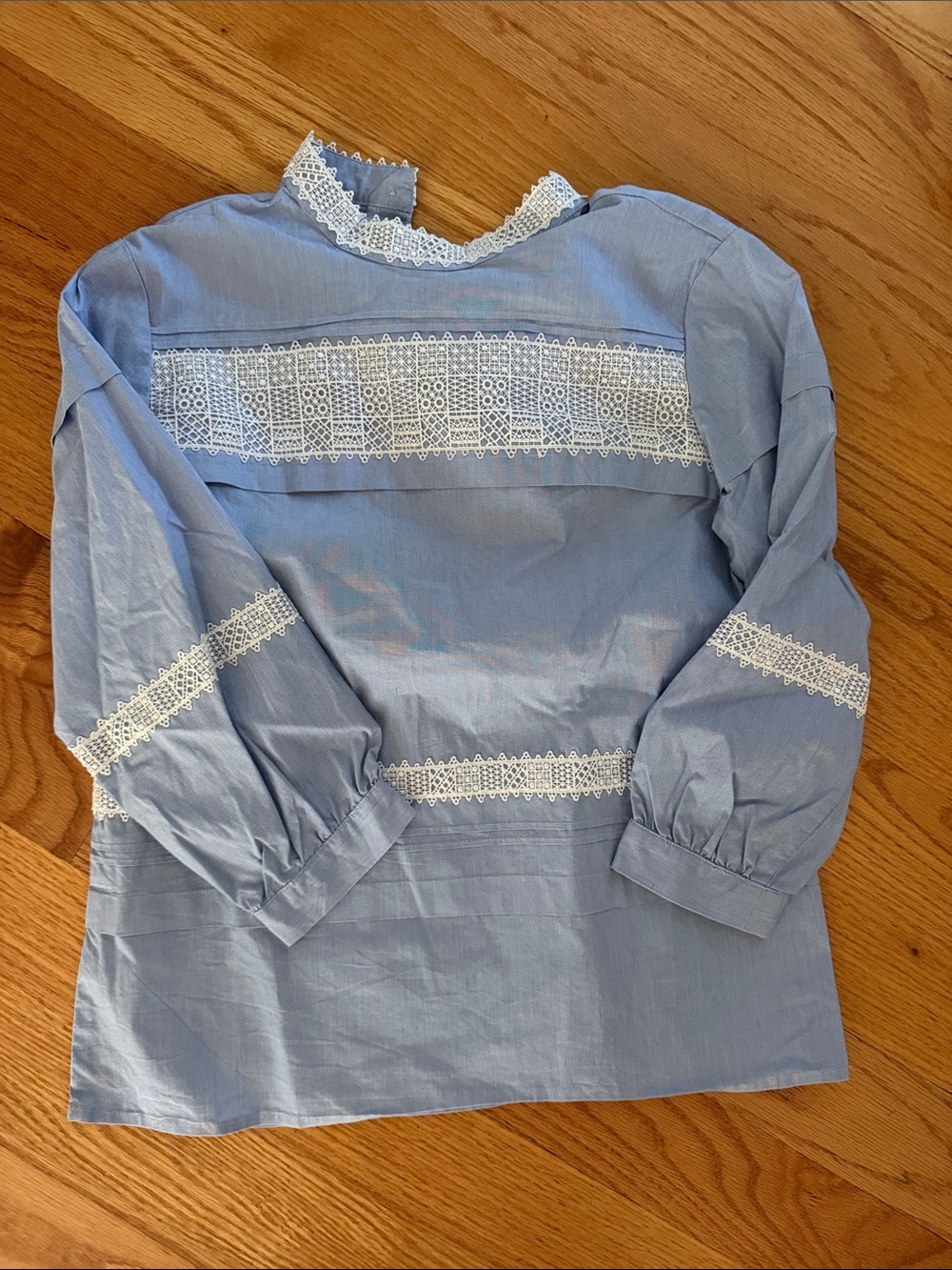 Banana Republic Light Blue Lace-Trim Peasant Blouse
